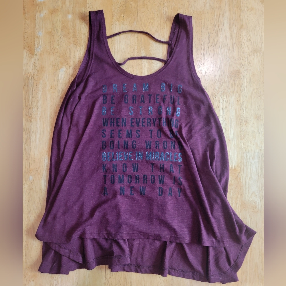 EUC Wound Up maroon graphic tank top